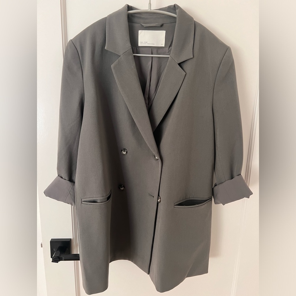 Oak and Fort Double Breasted Cotton Blazer